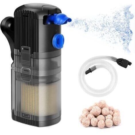 Pr Filtre Intérieur Aquarium Réglable 3 en 1 Pompe Aquarium pour 40-120l Aquarium d'eau Douce ou d'eau Salée 500L/H 8W