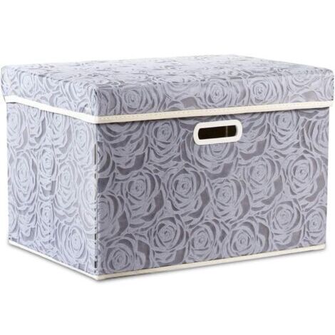 Pr Grandes boîtes de rangement pliables avec couvercles [1 paquet] Organisateur de cube de bac de rangement décoratif en tissu, gris 45 x 30 x 30 cm