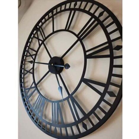 Pr Horloge de jardin résistante aux intempéries - Rétro - Chiffres romains - Vintage - Simple - Art en fer - Horloge d'extérieur - Fonctionnement à piles - Silencieuse - 40 cm