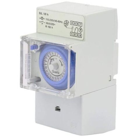 Pr Horloge Modulaire, 110-230V SUL181H Interrupteur à Minuterie, Horloge Modulaire pour Chauffe Eau, Minuterie Mécanique Étanche Programmable 24H, pour éclairage équipement électrique de Domestique