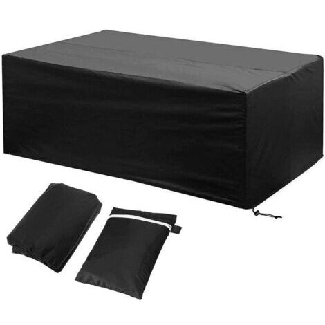 Pr Housse de Protection Mobilier Exterieur 242x162x100cm Etanche Coupe-Vent Poussière Tissu Oxford Noir Housses de Meubles avec Boucle de Verrouillage Bâche Salon de Jardin pour Table Chaise