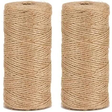 Pr La cordeline Ficelle Jute Naturel Ø1.5mm ±100m, manuelles, Naturelle， trois brins,200m(Lot de 2)