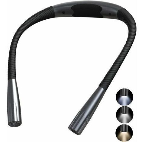 Pr Lampe de Lecture Rechargeable de Cou, Liseuse Lampe LED, Flexible Lampe de Lecture pour Livre, 3 Couleurs, Bras Pliables, la Le Tricot, Lire dans le Lit