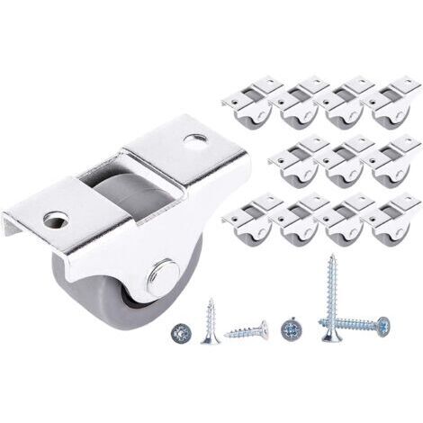 Pr Lot de 12 petites roulettes en caoutchouc 25 mm pour meubles, non pivotantes, sans plastique, pour appareils et équipements