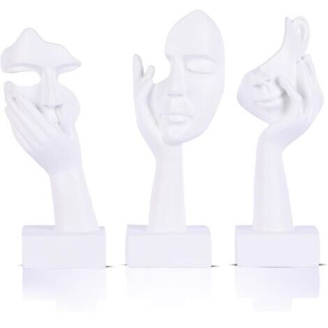 Pr Lot de 3 Petites Statues de penseur – Figurines Blanches abstraites pour décoration d'intérieur, Appartement, bibliothèque