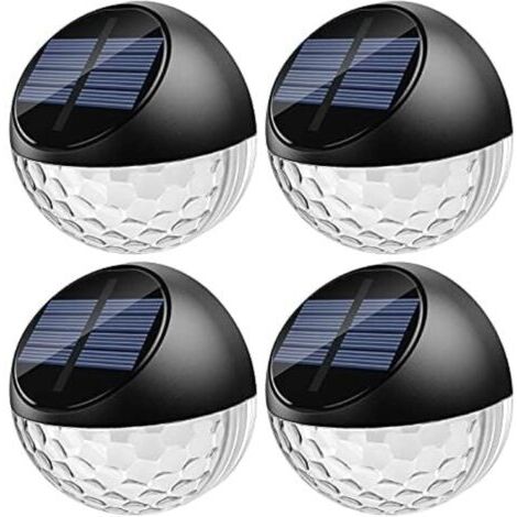 Pr Lot de 4 LED Lampes Solaire Applique Murale Extérieur IP65 Étanche Éclairage Décorative Lumière Blanc Chaud, Lampe de Clôture Mur Terrasse Jardin Porte d'entrée Escalier Cour Allée Chemin [Classe é