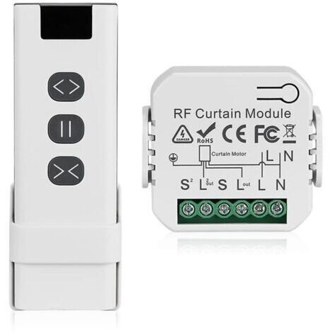 Pr Module Volet Roulant Sans Fil, Interrupteur Sans Fil pour Volets Roulants, Stores, Composé d'une Télécommande RF + Module Récepteur, Max. 100m de Portée