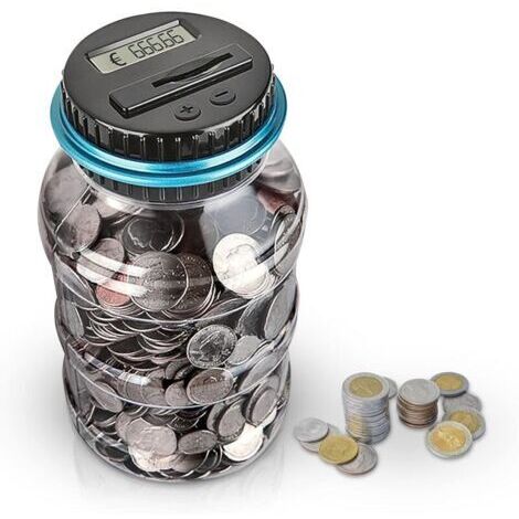 Pr Numérique Tirelire EUR Compteur, Automatique Coin Comptant Money Box pour Enfants et Adulte, Coffre-fort Money Bank Coin Saving Pot Contenant avec Écran LCD et Grande Capacité