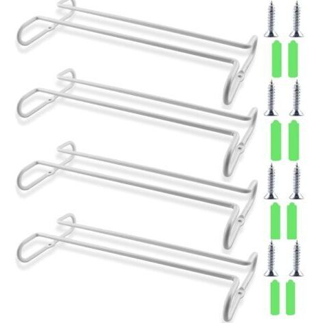 Pr Paquet de 4 Supports à Verres à Vin, Support de Verres Sous étagère d'armoire, Rangement avec Support de Verres à Pied, Support de Verre à Vin pour Armoire de Cuisine, Bar, Blanche