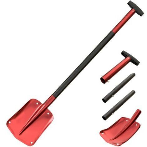 Pr Pelle à Neige en Aluminium, Amovible et Amovible Construction en Quatre pièces avec Cinq Longueurs réglables, Longueur maximale 43 ", Pelle à Neige d'urgence pour motoneige, Rouge