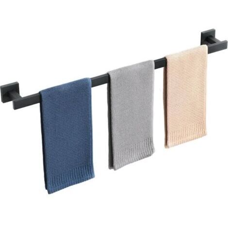 Pr Porte Serviette Salle de Bain, Longueur 80 CM, Barre Serviette Salle de Bain en SUS304 Acier Inoxydable, Porte Serviette Murale à Cuisine ou Douche, Noir