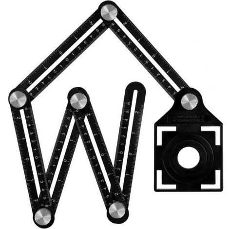 Pr Règle de Mesure Multi-angle avec trou de positionnement, outil de gabarit d'angle en alliage d'aluminium à 6 côtés,Template Outil de mesure,noir
