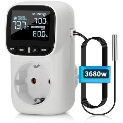 Pr Régulateur de température numérique 230V avec sonde Chauffage Refroidissement Commutateur de température Thermostat Prise pour serre Aquarium Réfrigérateur