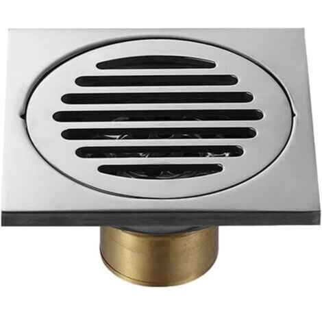 Pr Siphon de douche, acier inoxydable 304 avec grille de protection amovible pour attrape-cheveux, drain de douche - 10 x 10 cm