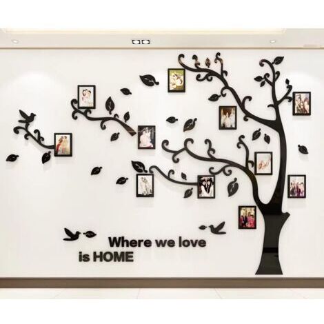Pr Stickers Muraux Arbre 3D Bricolage Stickers muraux Autocollants muraux Arbre Arts Décorations pour le Salon Chambre Chambre à coucher (Noir Gauche,XL: 200  276CM)