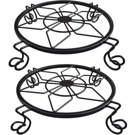 Pr Support pour Plantes en Pot,Support pour Plante en Métal Résistant à la Rouille, Table de Jardin Design en Fer Forgé,Porte-Pots de Fleur en Fer Forgé- Noir