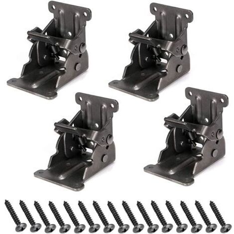 Pr Supports pliants pour pied de table, quincaillerie de charnière pliable, extension auto-verrouillable Support de support d'étagère pliable pour pied de lit, étagère murale, gain de place, lot de 4