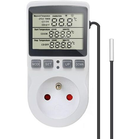 Pr Thermostat Numérique Régulateur de Température Prise Prise 230V 16A avec Capteur  Chauffage Réfrigérateur Thermostat Régulateur pour Serre Reptile Terrarium Maison