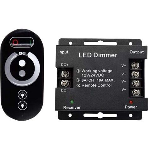 Pr Variateur tactile sans fil LED 12 V - 12 V CC avec télécommande pour toutes les lampes LED à intensité variable CC - Variateur tactile sans fil 18 A