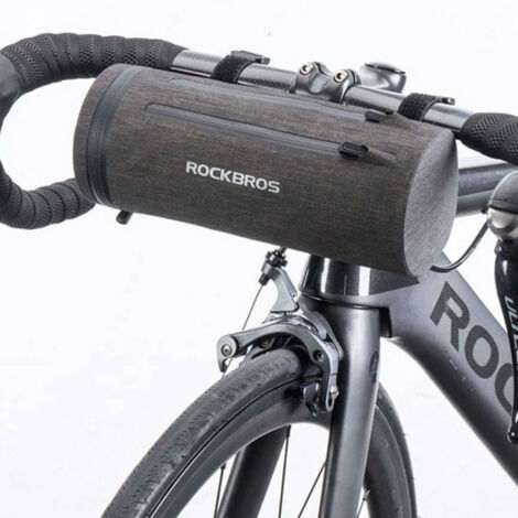 Práctica bolsa para bicicleta impermeable, montada en el manillar, color negro.
