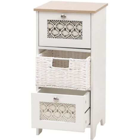 Práctica cómoda de madera con tres cajones para un almacenamiento óptimo 63 x 30 x 30 cm MDF blanco 040009111