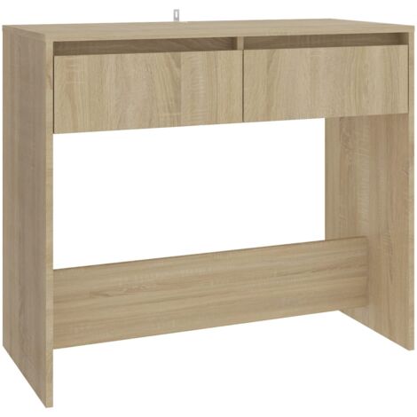 Práctica mesa auxiliar consola con cajones para una entrada organizada 89 x 41 x 76,5 cm madera contrachapada beige DEC031966