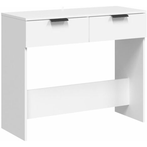 Práctica mesa auxiliar consola con cajones para una entrada organizada 90 x 36 x 75 cm madera contrachapada blanca DEC031723