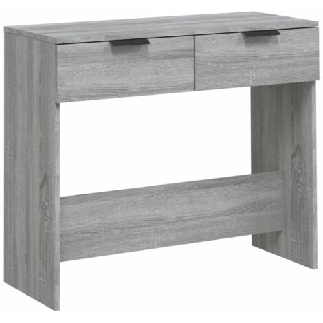 Práctica mesa auxiliar consola con cajones para una entrada organizada 90 x 36 x 75 cm madera contrachapada gris DEC032256