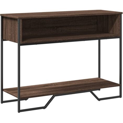 Práctica mesa auxiliar consola con compartimento de almacenamiento 100 x 35 x 74,5 cm madera contrachapada marrón y metal DEC031843