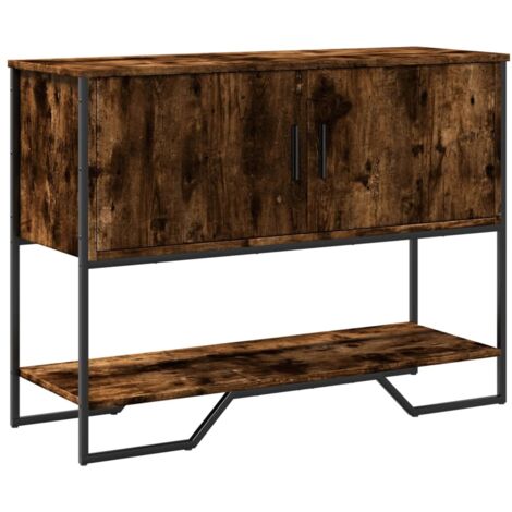 Práctica mesa auxiliar consola con espacio de almacenamiento 100 x 35 x 74,5 cm madera contrachapada marrón y metal DEC031768