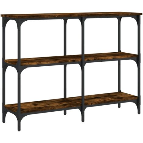 Práctica mesa auxiliar consola con estantes para una entrada organizada 100 x 29 x 75 cm madera contrachapada marrón y metal DEC031756