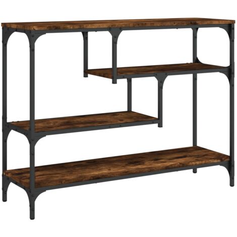 Práctica mesa auxiliar consola con estantes para una entrada organizada 100 x 30 x 75 cm madera contrachapada marrón y metal DEC031759