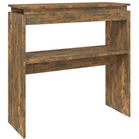 Práctica mesa auxiliar consola con estantes para una entrada organizada 80 x 30 x 80 cm madera contrachapada marrón DEC031819