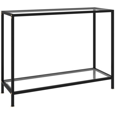 Práctica mesa auxiliar consola para una entrada organizada 100 x 35 x 75 cm vidrio templado transparente y acero DEC032261
