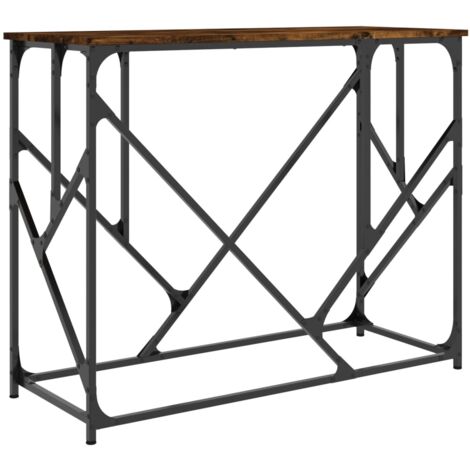 Práctica mesa auxiliar consola para una entrada organizada 100 x 40 x 80 cm madera contrachapada marrón y metal DEC031775