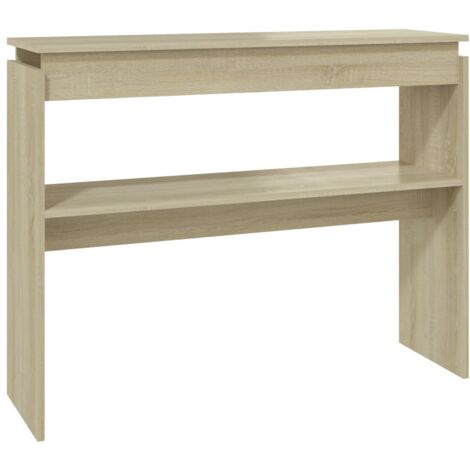 Práctica mesa auxiliar consola para una entrada organizada 102 x 30 x 80 cm madera contrachapada color roble DEC031925