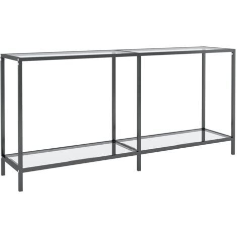 Práctica mesa auxiliar consola para una entrada organizada 160 x 35 x 75,5 cm vidrio templado transparente y acero DEC032267