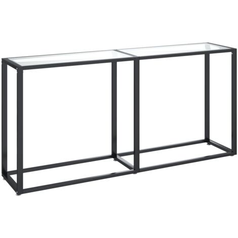Práctica mesa auxiliar consola para una entrada organizada 160 x 35 x 75,5 cm vidrio templado transparente y acero DEC032268