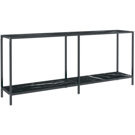 Práctica mesa auxiliar consola para una entrada organizada 180 x 35 x 75,5 cm vidrio templado y acero negro DEC032128