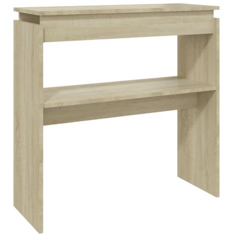 Práctica mesa auxiliar consola para una entrada organizada 80 x 30 x 80 cm madera contrachapada color roble DEC031963