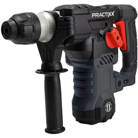 Practixx Marteau perforateur à percussion PX-BH-7V – 1500 W – SDS-Plus – 7 J – 6 niveaux variables – Capacité de perçage 32 mm – 4250 BPM – 920 tr/min – Coffret, burins et accessoires inclus