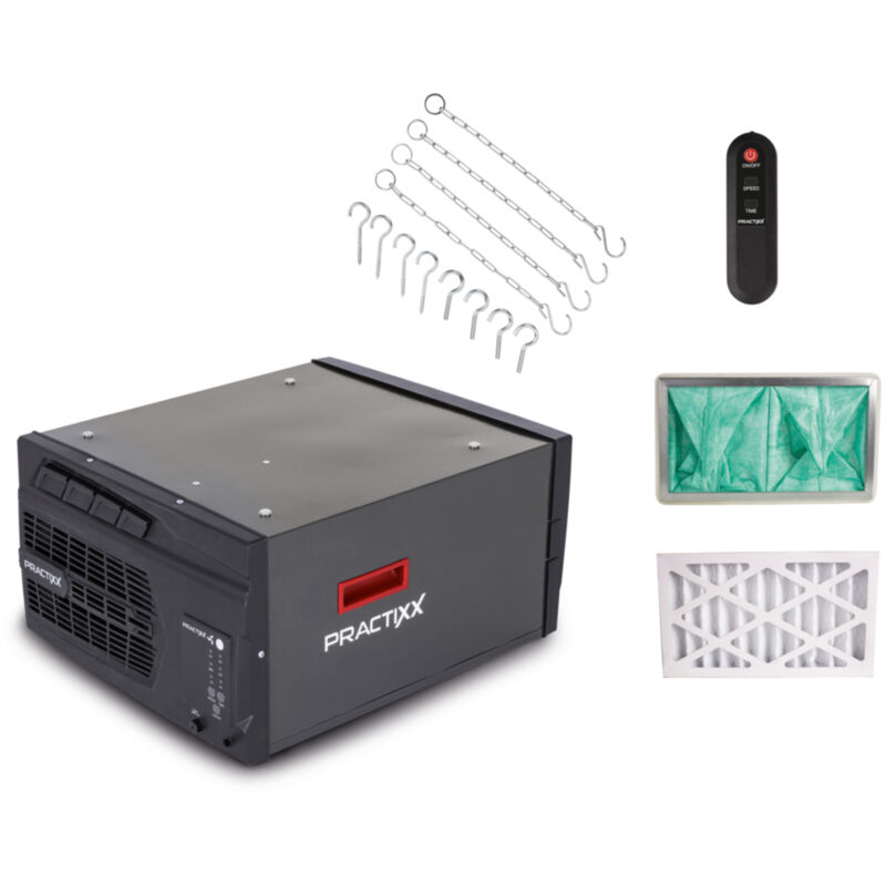 Practixx - Purificateur d'air PX-LR-400 - 740 m³/h de capacité - 3 Niveaux de Filtration jusqu'à 1 μm - Contrôle à distance & Suspension murale