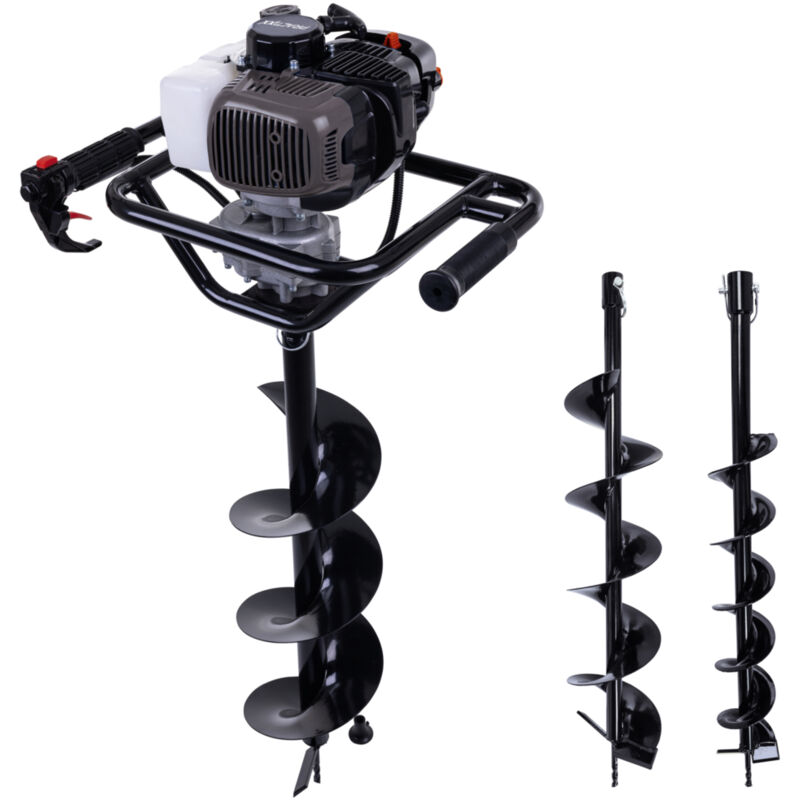 Practixx - Tarière Thermique PX-EB-52 - Longueur de la tarière 800mm - Moteur 2T de 1,97CV - 370 Tours/Min - Maniable avec 2 poignées - Forets ø 100,