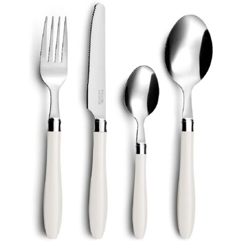 Pradel Essentiel Réglisse Set di Posate, Acciaio Inox, Bianco
