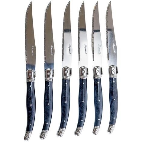 Pradel Excellence 7209 g-6nt Laguiole Scatola di 6 coltelli da Tavolo 25.7 x 15.7 x 1.5 cm Grigio Marmo