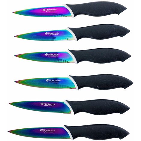 Pradel Excellence CTI006 Confezione di 6 coltelli da Bistecca in Acciaio Inox Multicolore 26 x 24 x 3,4 cm
