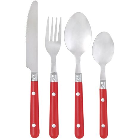 Pradel Heritage Smart 24 Pezzi in Acciaio Inox Manico in plastica Rosso, Inossidabile, 0 cm