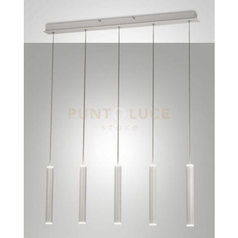 PRADO LAMPADARIO A SOSPENSIONE BIANCO L.90X8CM 5 LUCI RETTANGOLARE A LED 3000K - 33W - 3600 lm