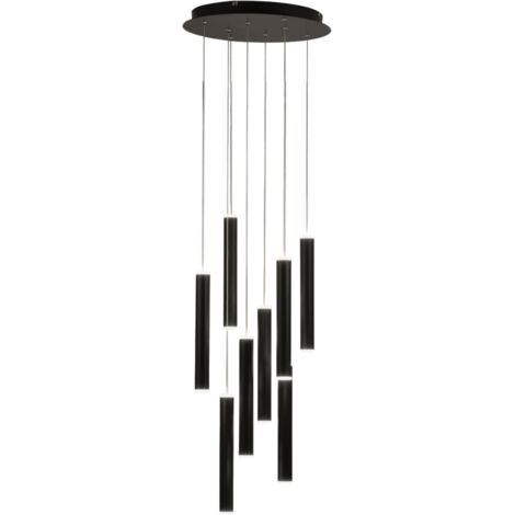 PRADO LAMPADARIO A SOSPENSIONE NERO D.40cm 8 LUCI A LED 3000K - 52W - 5760 lm DIMMERABILE