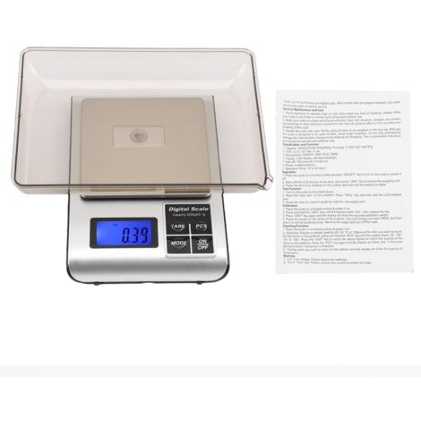 Präzise digitale Küchenwaage aus Edelstahl (3 kg/1 g) zum Wiegen von Lebensmitteln und Backwaren.